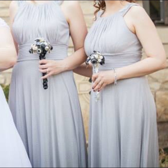Silver Bridesmaids Dress with Beading - Picture 1 of 8